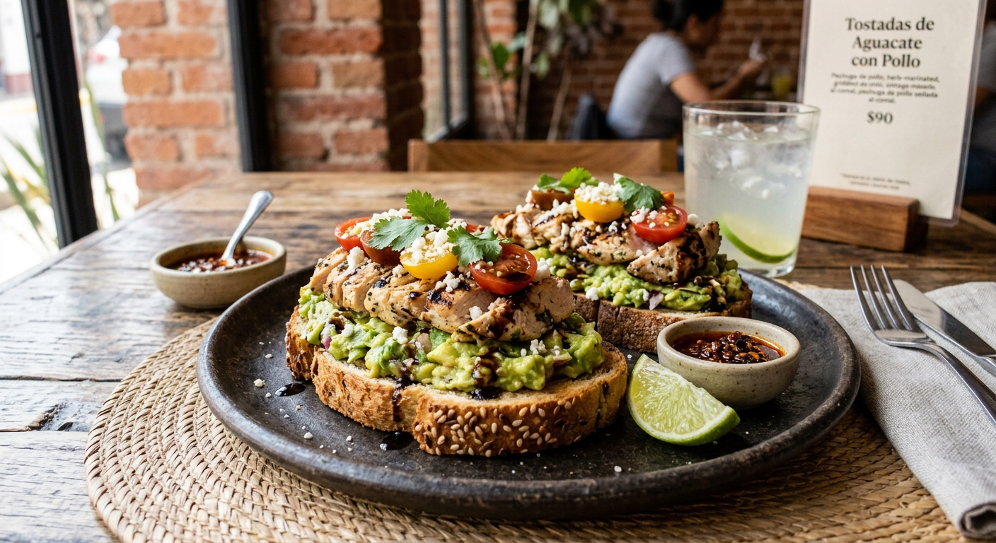 Tostadas de aguacate con Pollo