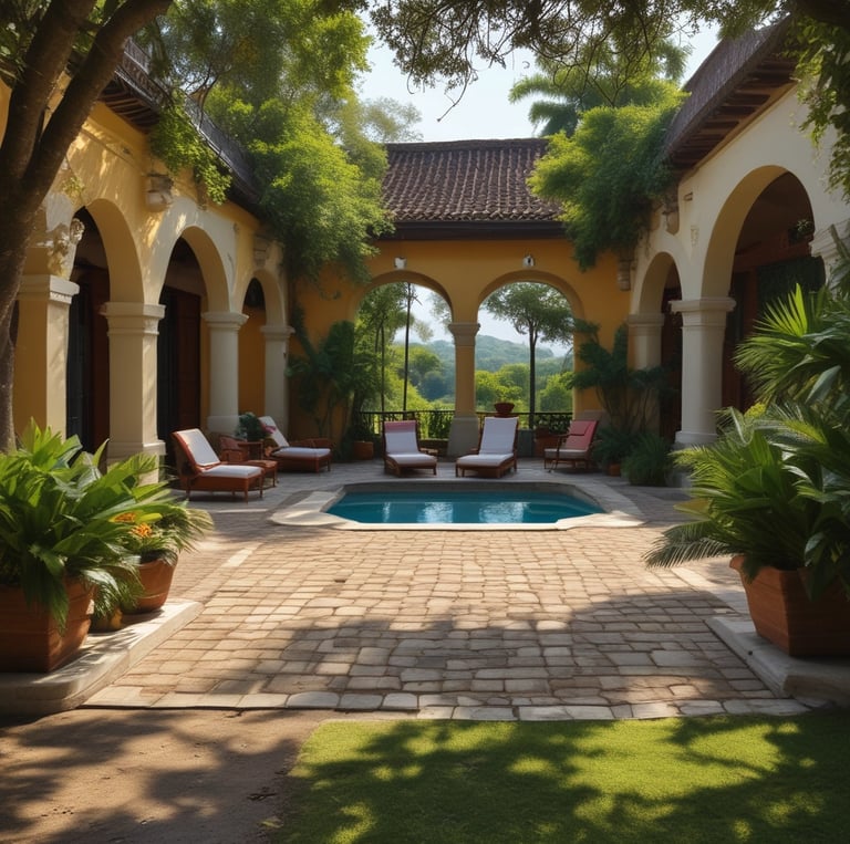 Patio colonial con alberca
